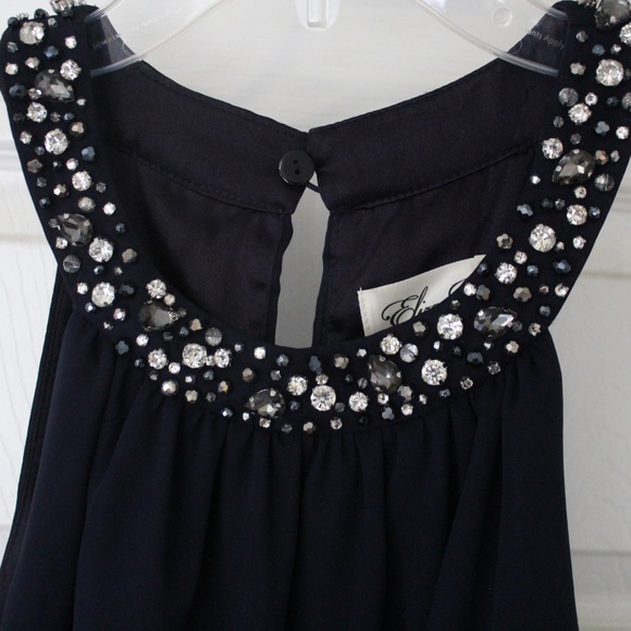 Eliza J Women's Beaded Halter Gown Size 6 Navy - Picture 4 of 4